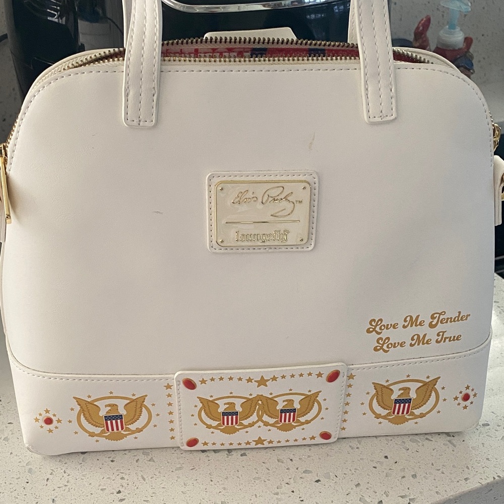 Stylish White Shoulder Bag with Red and Blue Design - Picture 2 of 13